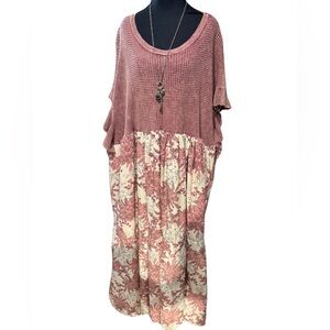 NWT- BUCKETLIST Custom Floral Knit Maxi Dress in Pink women's XL
